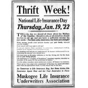 Pushing Thrift Week; Life Insurance Prominent: 100 Years Ago in Insurance