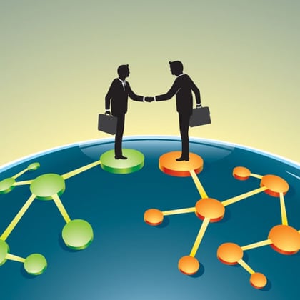 Business people shaking hands, networking