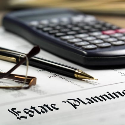 A calculator with an estate planning form
