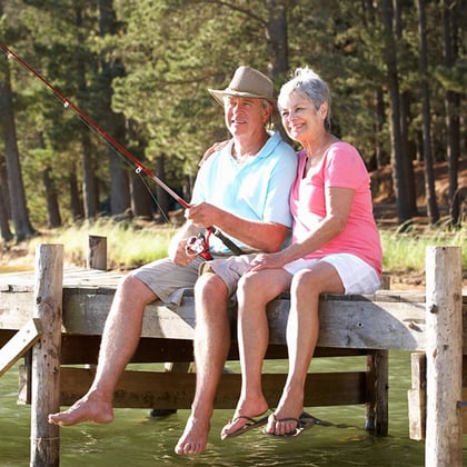 Older couple fishing