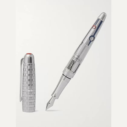 Timekeeper Silver-Tone and Lacquered Fountain Pen