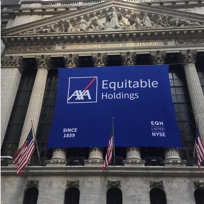 Equitable sign on New York Stock Exchange