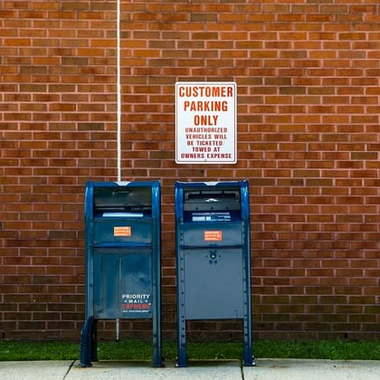 Mailboxes at a U.S. Post Office location in Baltimore, MD. August 19, 2020.