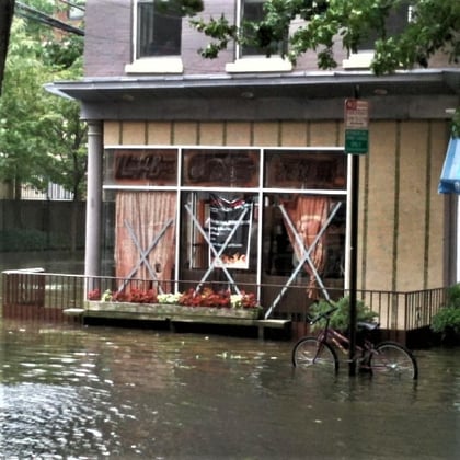 A flooded business in Hoboken, New Jersey, in 2011.