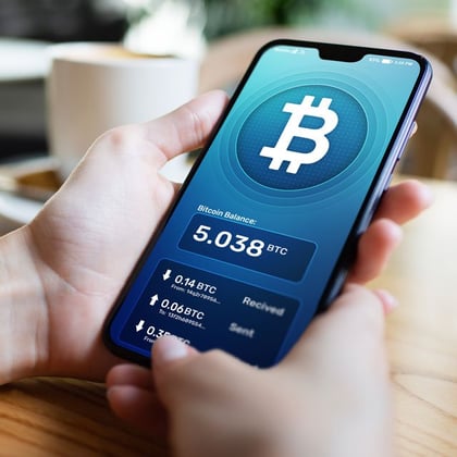 Bitcoin trading app on a smartphone
