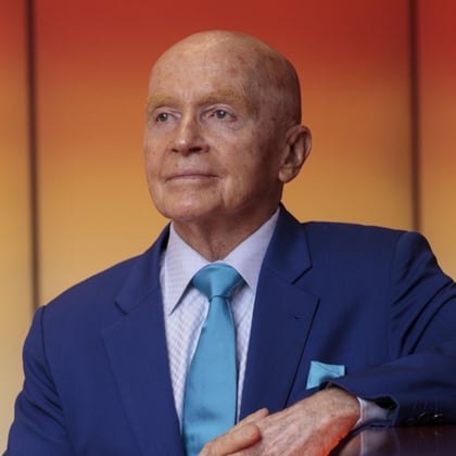 Mark Mobius, co-founder of Mobius Capital Partners, poses for a photograph following a Bloomberg Television interview in London, U.K., on Wednesday, May 15, 2019.