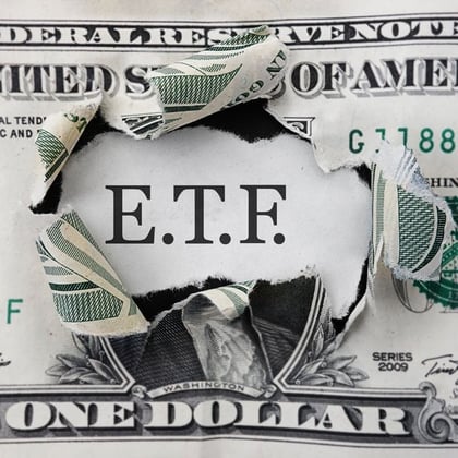 dollar bill with ETF written across