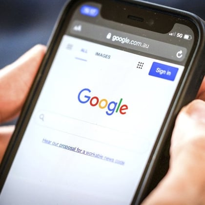 Smartphone with Google search window open
