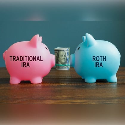 Traditional IRA and Roth IRA retirement plans as piggy banks