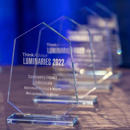 LUMINARIES Awards staggered in a line