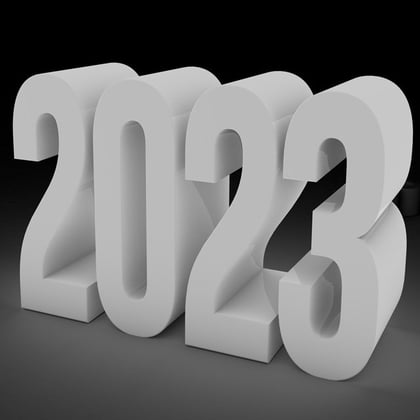 The year 2023, in big block letters