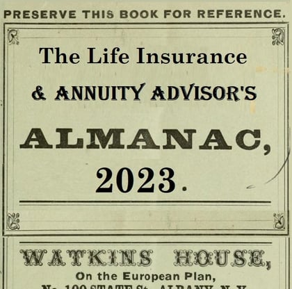 A modified version of the cover of the Farmers' and Merchants' Almanac, from 1870. The title is 