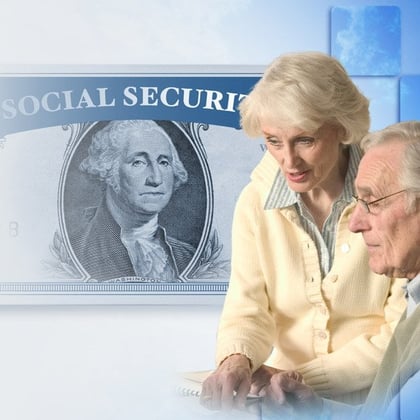 An older couple with a Social Security card