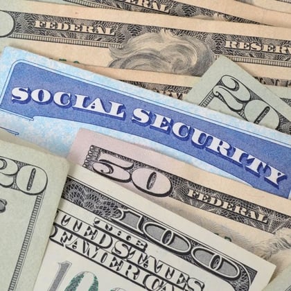 A social security card and money