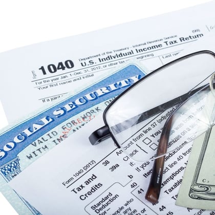 A social security card and tax forms