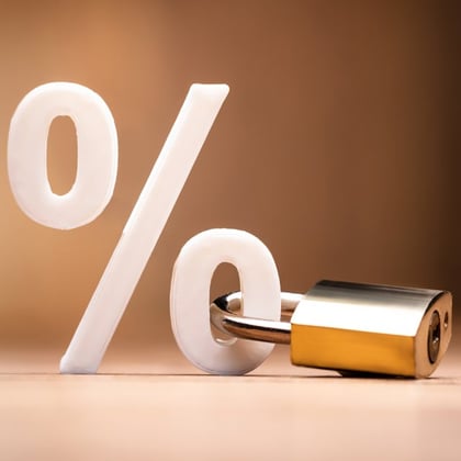 A percentage sign with a lock on it