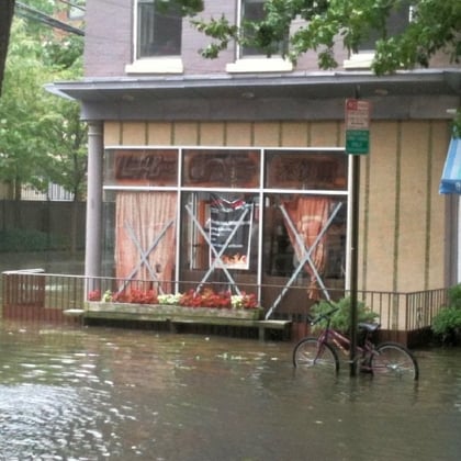 Hurricane Rita caused extensive flooding in Hoboken, New Jersey, in 2011.