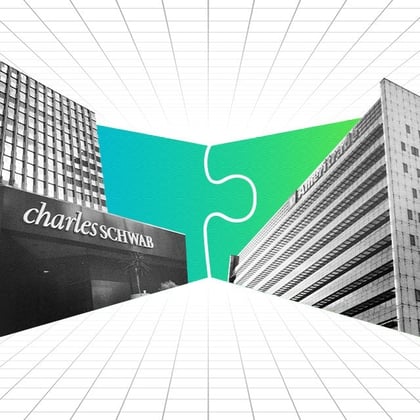 Schwab-TD integration, illustrated by buildings and puzzle pieces
