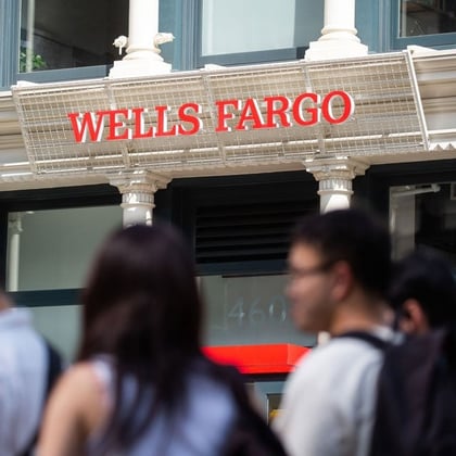 A Wells Fargo bank branch in New York, US, on Monday, July 3, 2023.