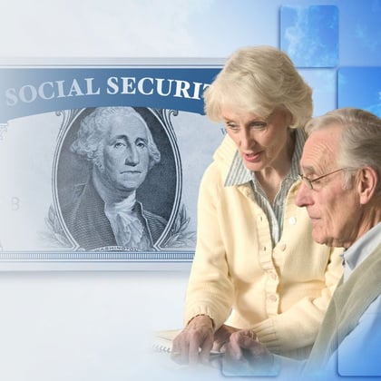Senior couple and social security card