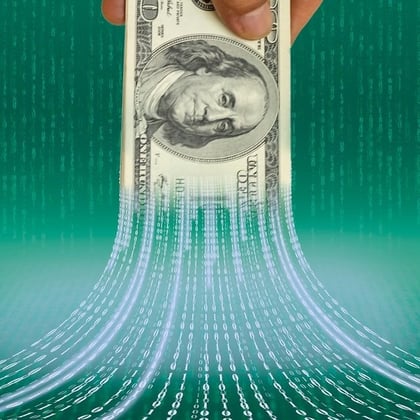 Dollar transforming into digital code