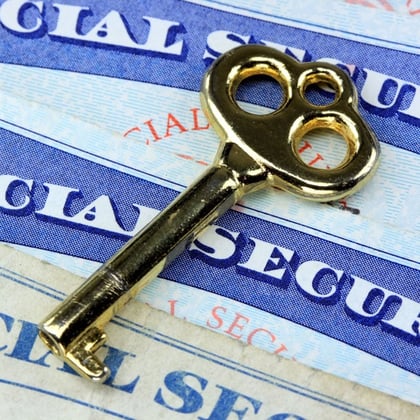 Social security card with a key