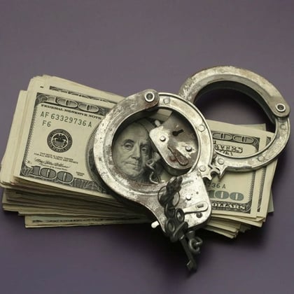 Handcuffs on top of money