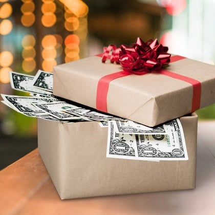 money in a gift box