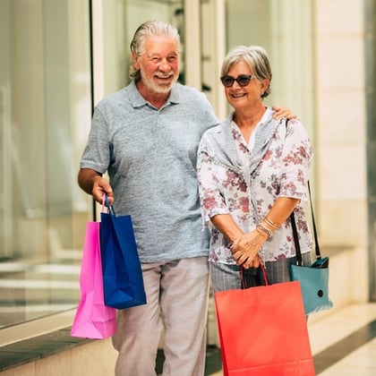 A 70something couple that's out shopping.