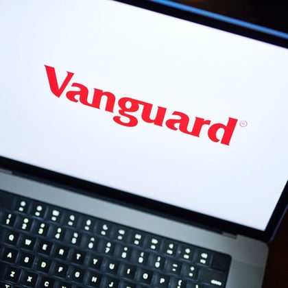 Vanguard logo on a laptop computer