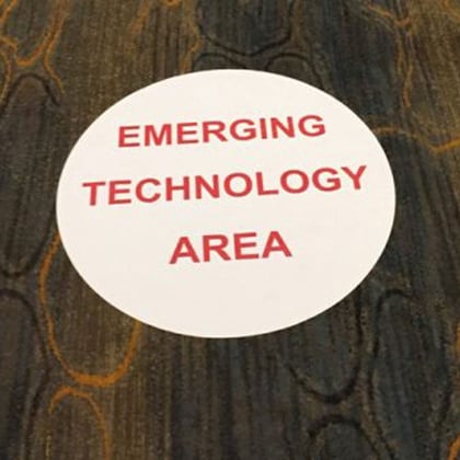 Emerging Technology sign on floor at T3