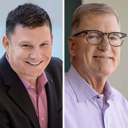 Jon Beatty, left, will soon lead Schwab Advisor Services, after Bernie Clark (right) steps down